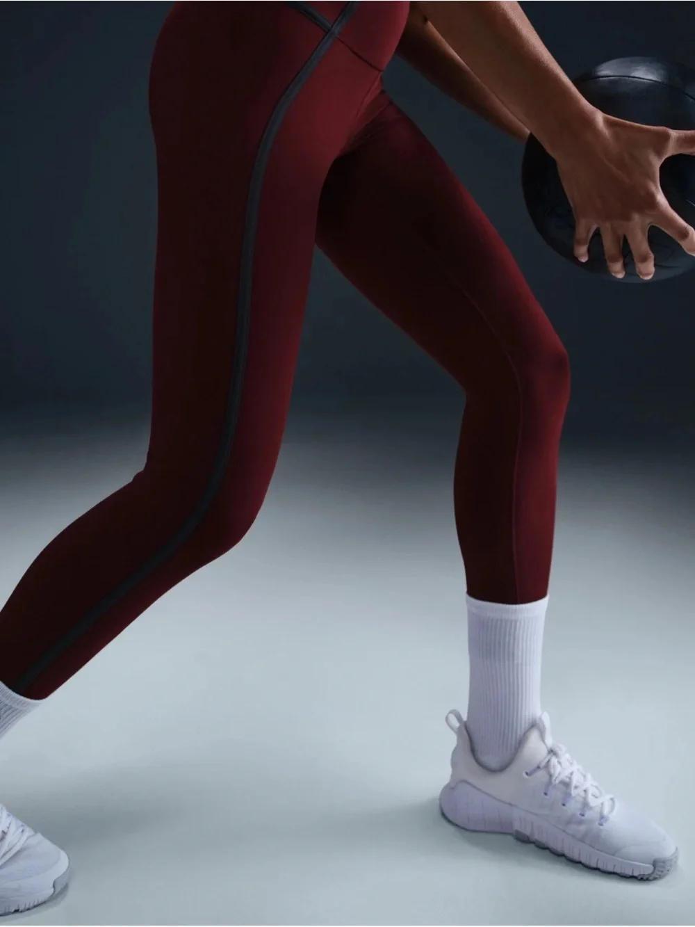 Nike High Rise 7/8 Legging Burgundy Navy Stripe Piping